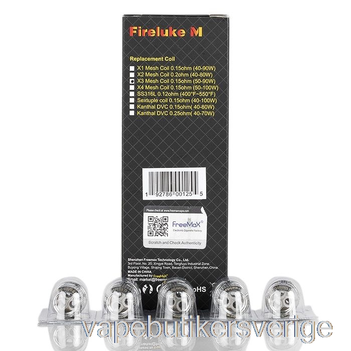 Vape Sverige Freemax Fireluke M/tx Mesh Ersättningsspolar 0,15ohm X3 Mesh Coils